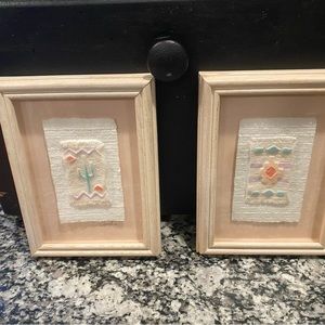 Rare Vintage Set of 2 Hand Cast Southwest Paper Art